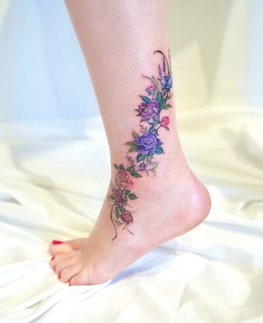 Stunning Floral Tattoo Perfect for Cover-Ups Tattoo on skin