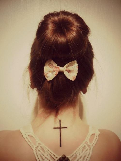cross necklace tattoo Tattoo on skin