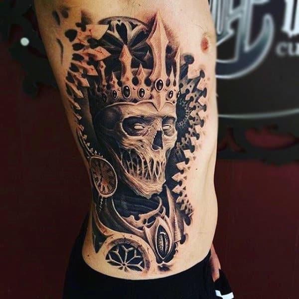 Haunting Skeleton and Crown Tattoo Design Tattoo on skin
