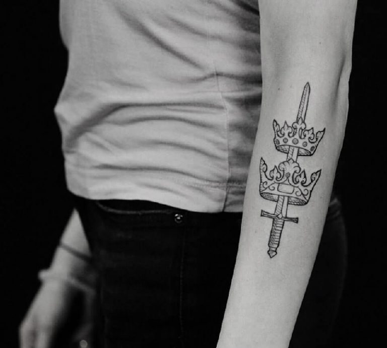 King and Queen at Arms Tattoo on skin
