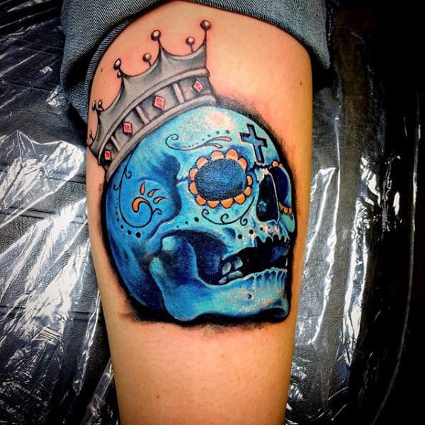 King of the Sugar Skulls Body Art Tattoo on skin