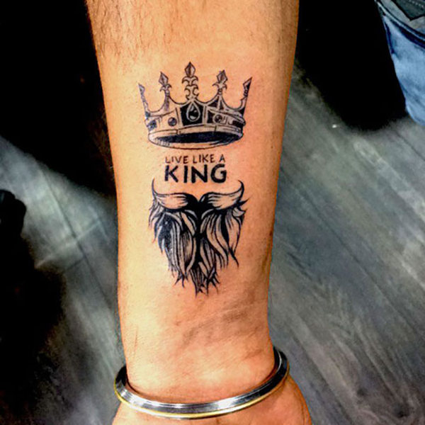 Live Like a King Ink Tattoo on skin