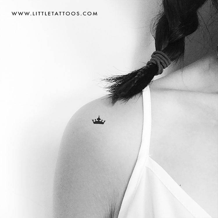 Petite Noir Shoulder Crown for a Queen Bee Tattoo on skin