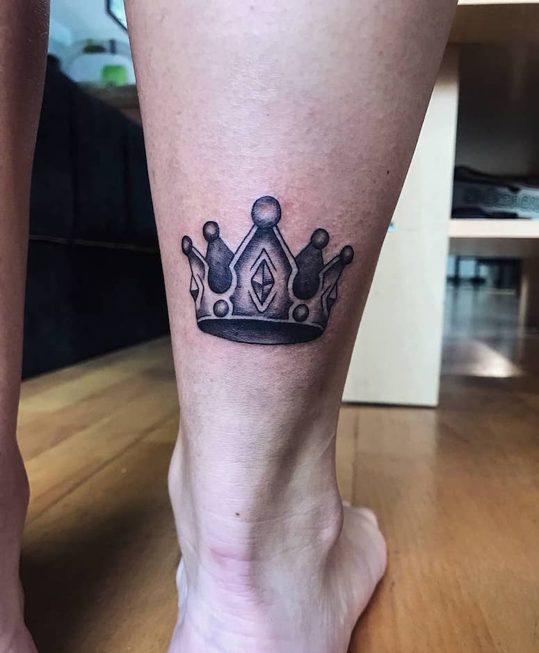 Regal Ankle Ink in Black and Gray Tattoo on skin