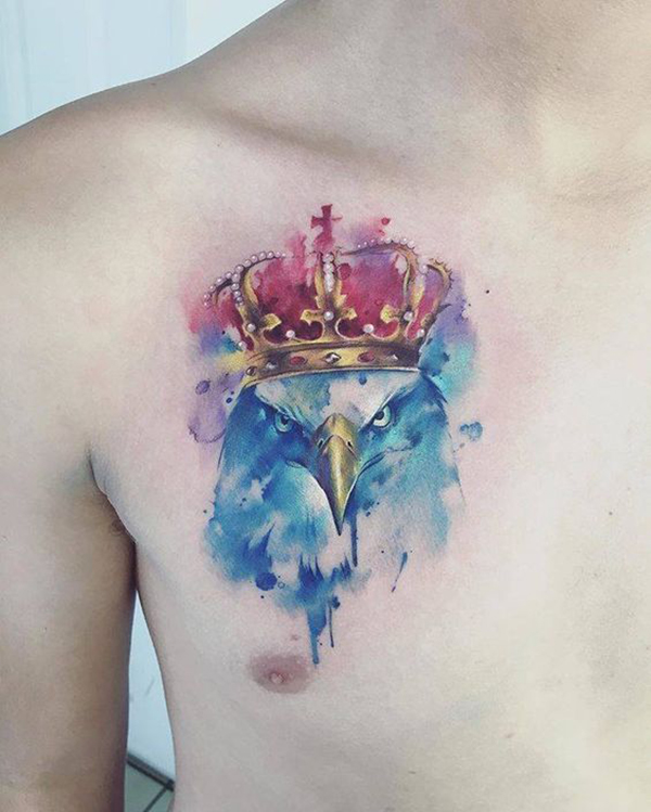 Watercolor Eagle with a Crown Tattoo crown tattoos