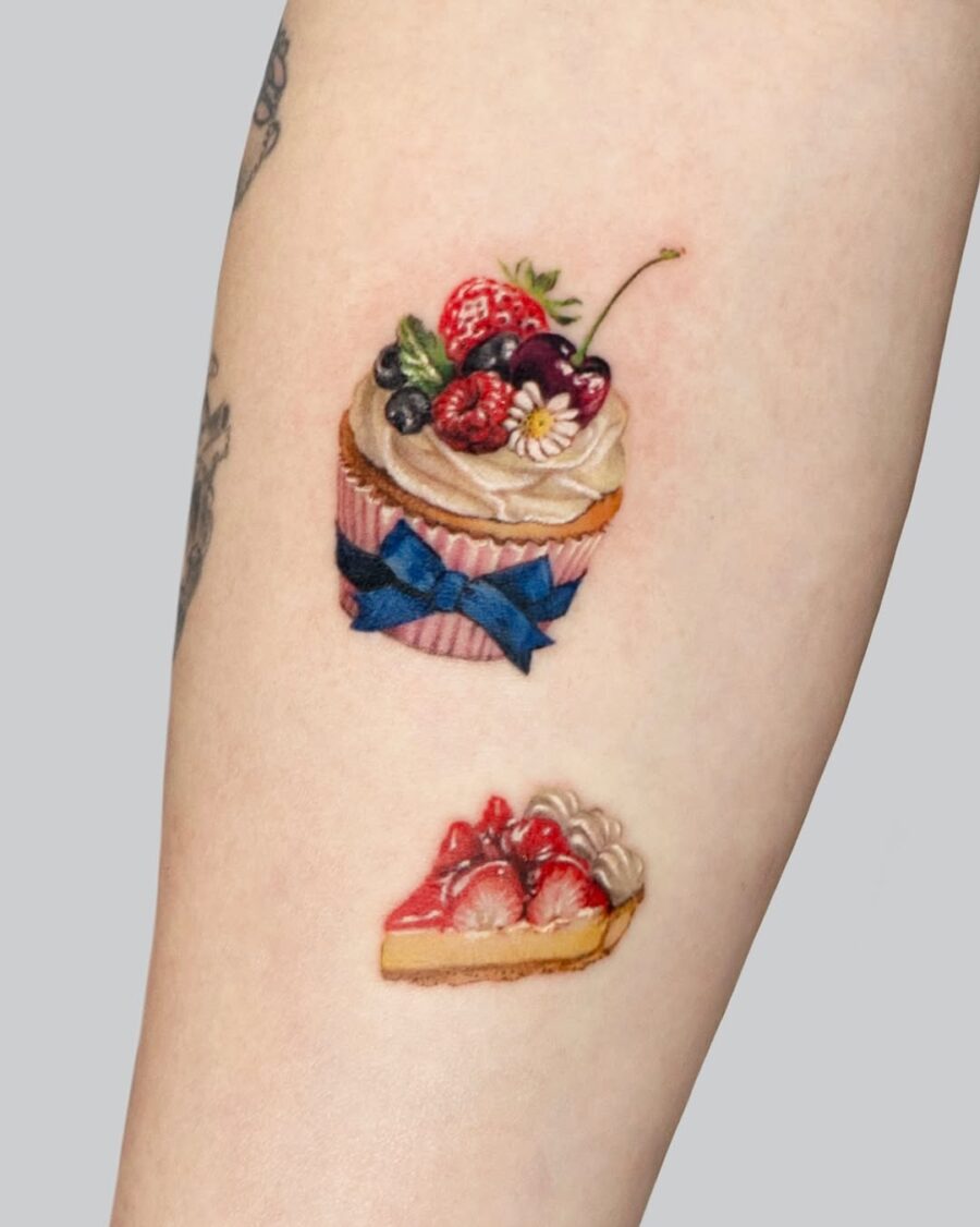Colorful and delicious cupcake tattoos for dessert lovers Tattoo on skin