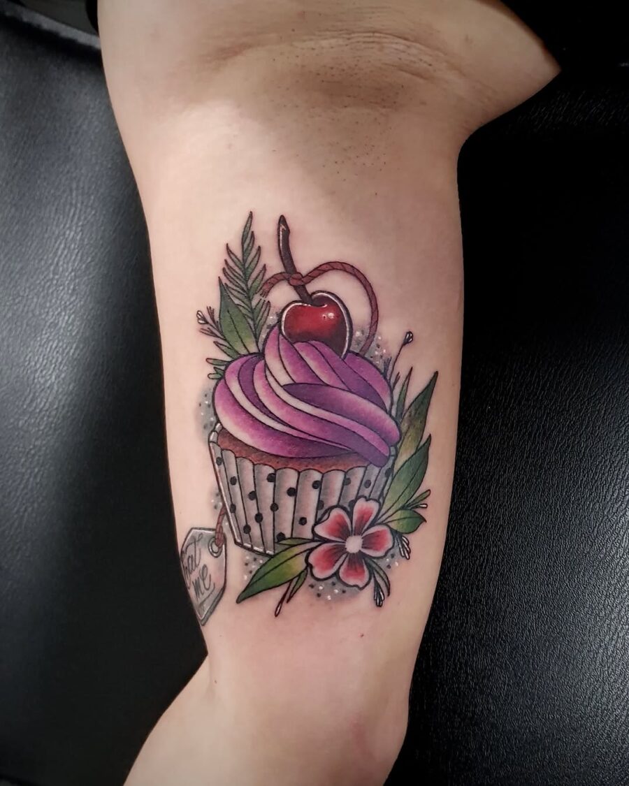 Deliciously vibrant cupcake tattoo design Tattoo on skin