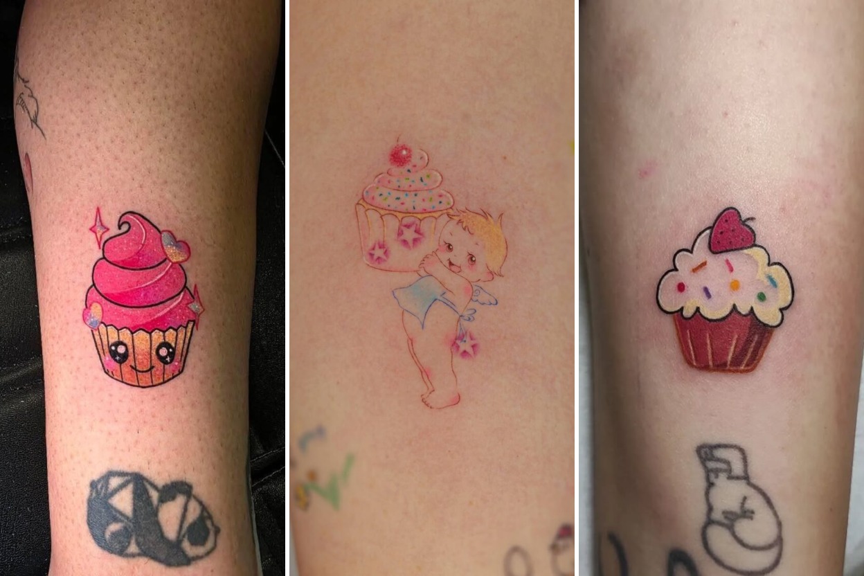 35+ Cupcake Tattoo Ideas Serving Irresistibly Sweet Whimsical Charm Featured 3-Panel Lookbook Collage