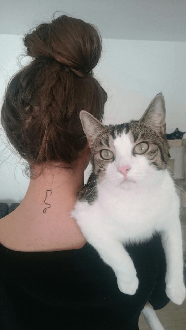 Artistic Meow On Your Neck Small Tattoos Tattoo on skin