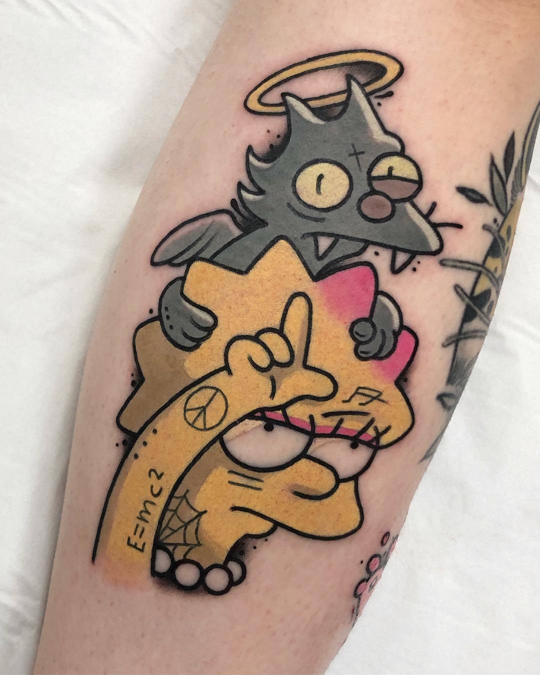 Lisa Simpson and Her Cat-s Tattoo, Cute Small Tattoos Tattoo on skin