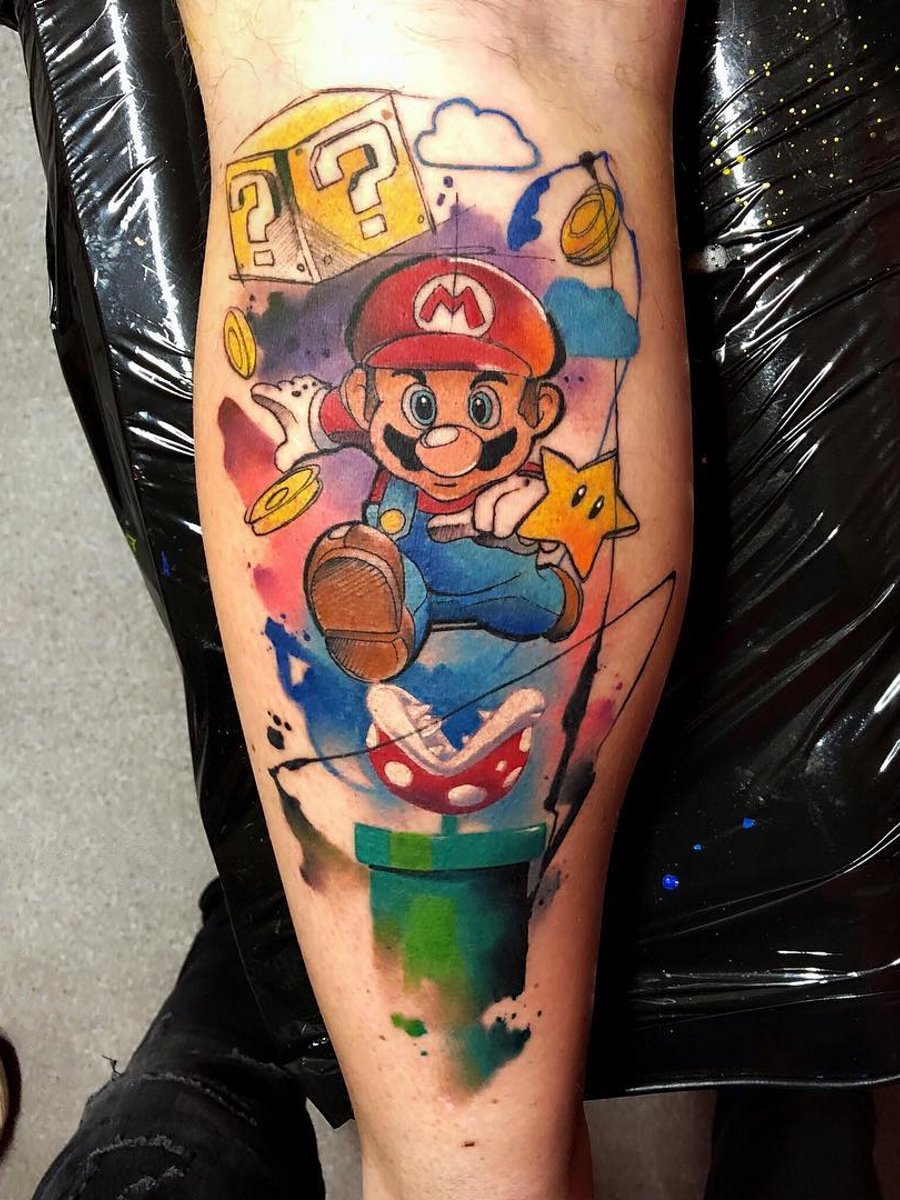 Mario in a Living Color Tattoo Tattoo on skin