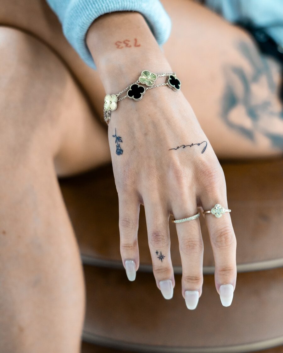 Elegant and delicate dainty tattoos on hand Tattoo on skin