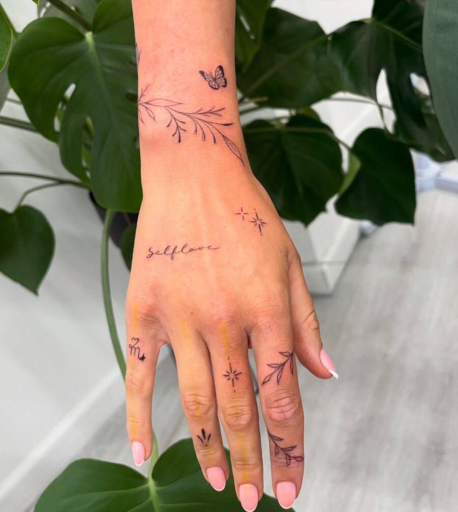 Elegant Dainty Tattoos Celebrating Self-Love Tattoo on skin