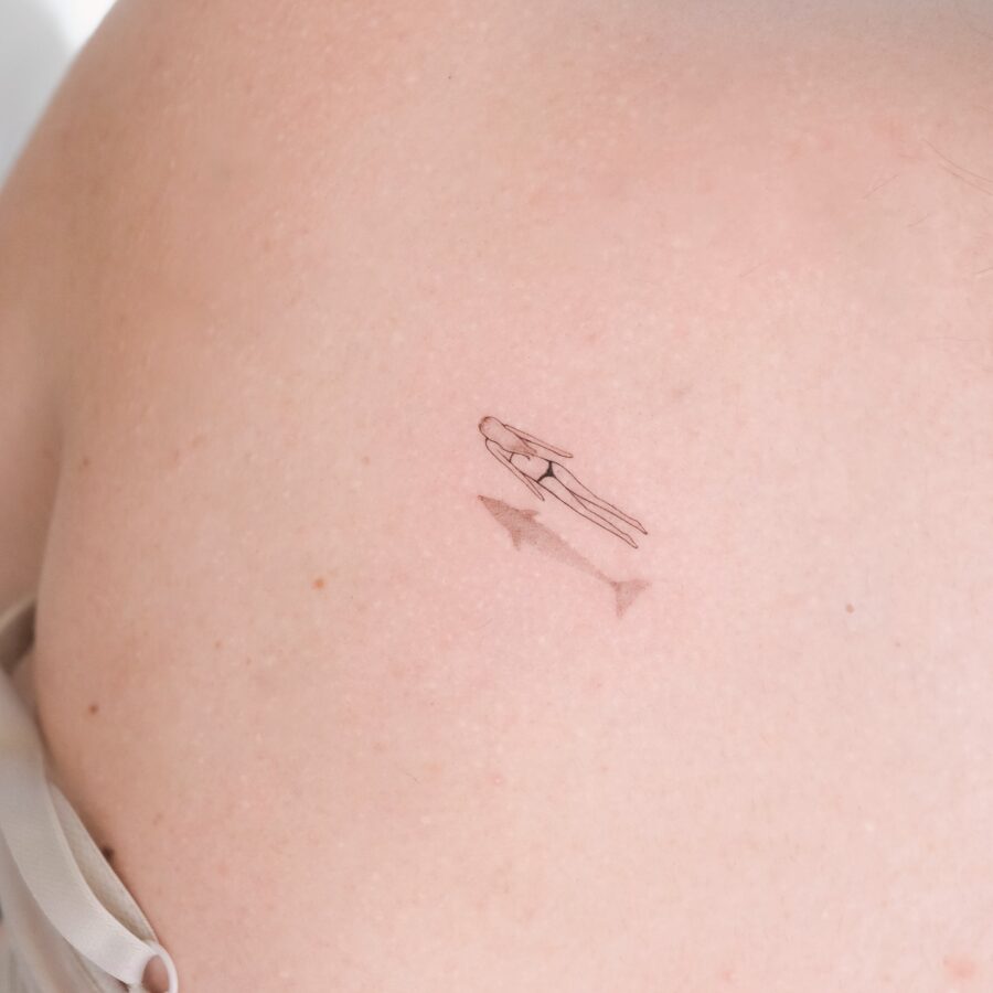 Minimalist silhouette tattoo on bare skin Tattoo on skin