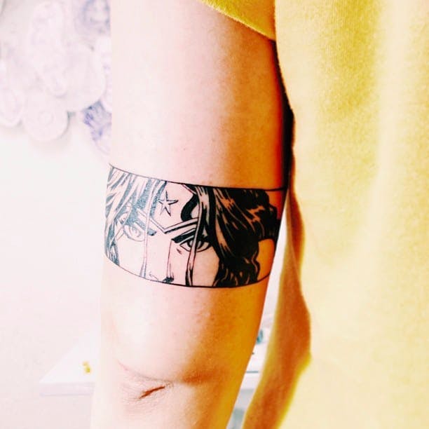 Comic Book Close-Up of Super Woman Tattoo Tattoo on skin