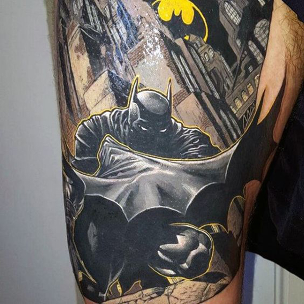 Dc Comics Awesome Batman & Bat Signal Tattoo Tattoo on skin