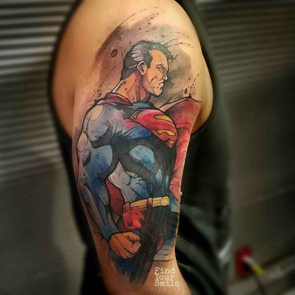 Dc Comics Awesome Watercolor Superman Tattoo Idea Tattoo on skin
