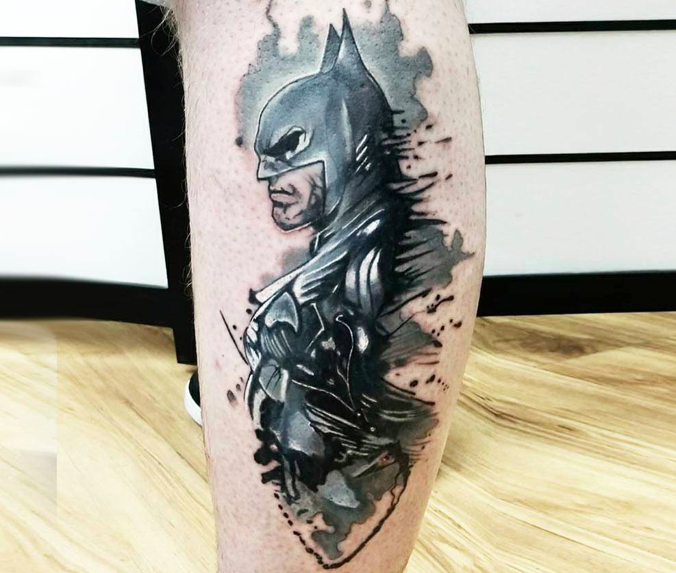 Dc Comics Black & White Simple Batman Tattoo Tattoo on skin