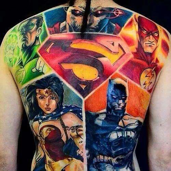 Dc Comics Character Collage Design Idea Tattoo on skin
