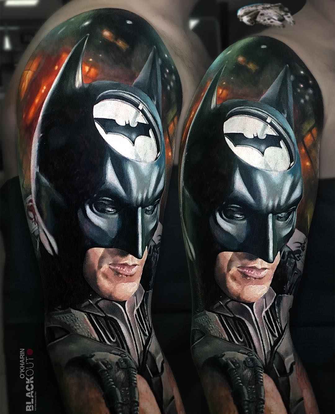 Dc Comics Life-Like Batman Portrait Design Idea Tattoo on skin