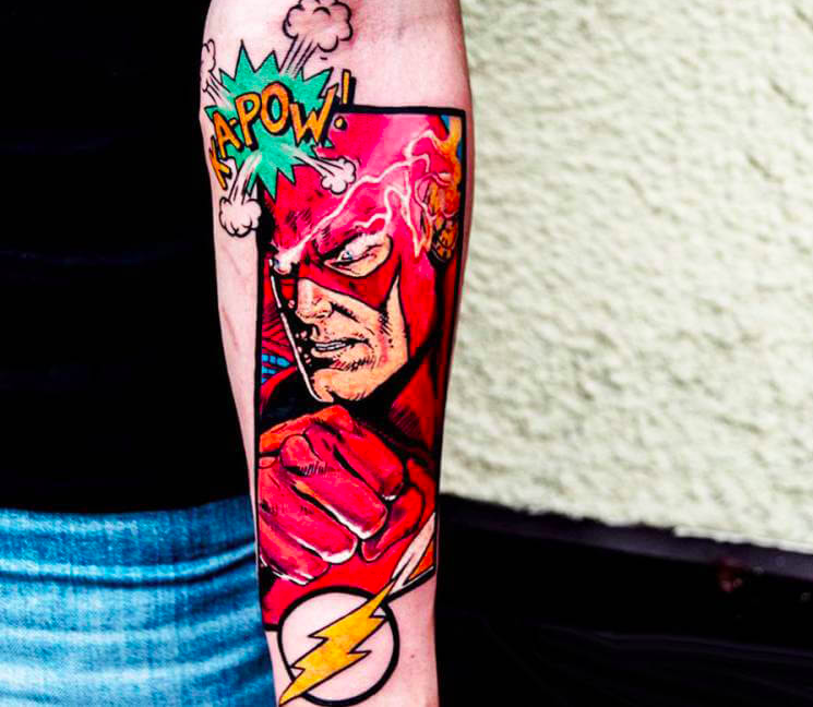 Dc Comics The Flash Comic Book Style Tattoo Tattoo on skin