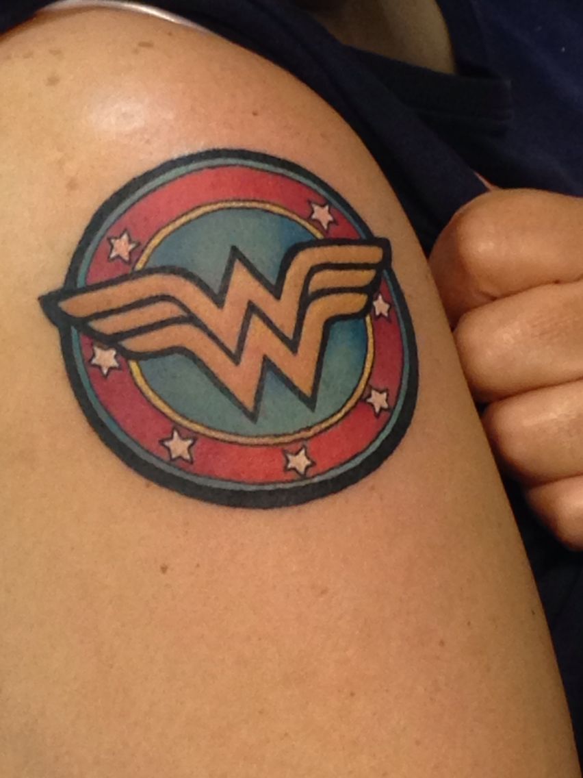 Small Wonder Woman Logo Tattoo Tattoo on skin