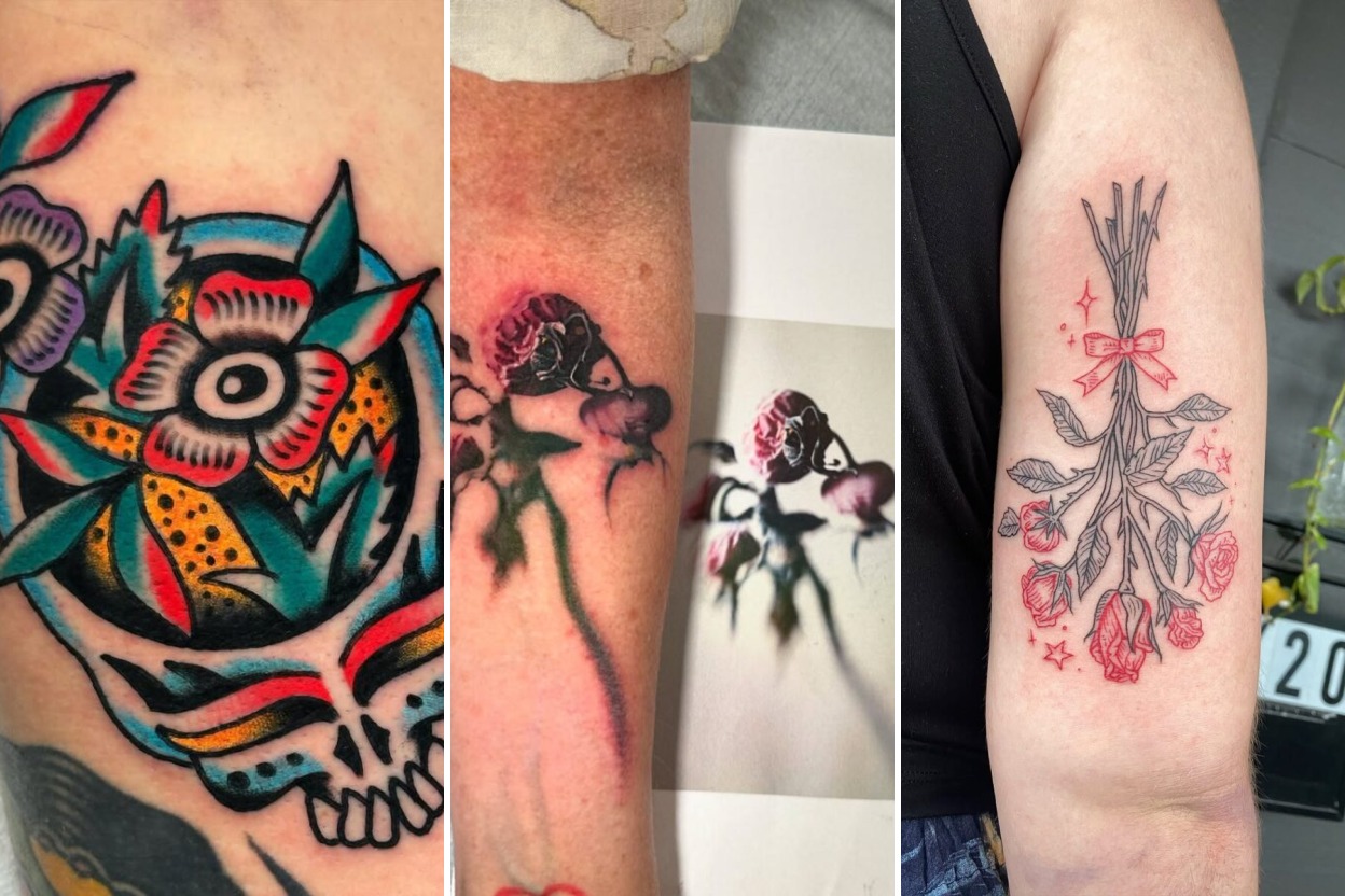 35+ Dead Flower Tattoo Ideas Capturing Poetic Melancholy and Memento Mori Featured 3-Panel Lookbook Collage