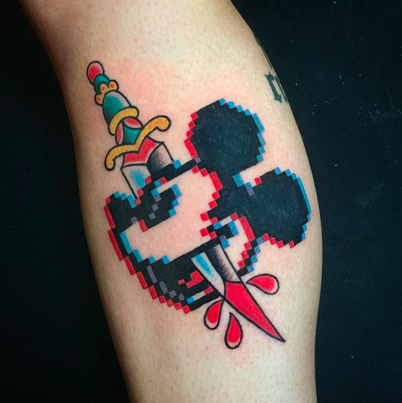 Bloody Knife Mickey Mouse Disney Tattoo for the Dark Souls disney tattoos