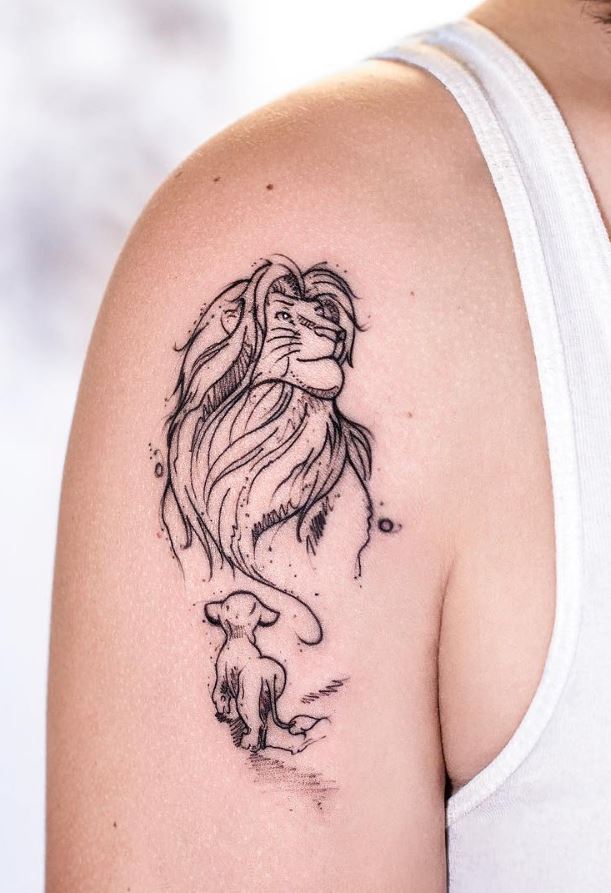 Proud and Powerful Mufasa and Simba Tattoo for a Great Father-Son Bond Disney Tattoo Ideas Tattoo on skin