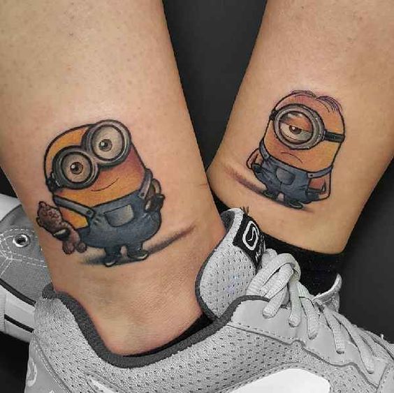 Happy-Sad Minion Combo for Your Feet Disney Tattoos Tattoo on skin