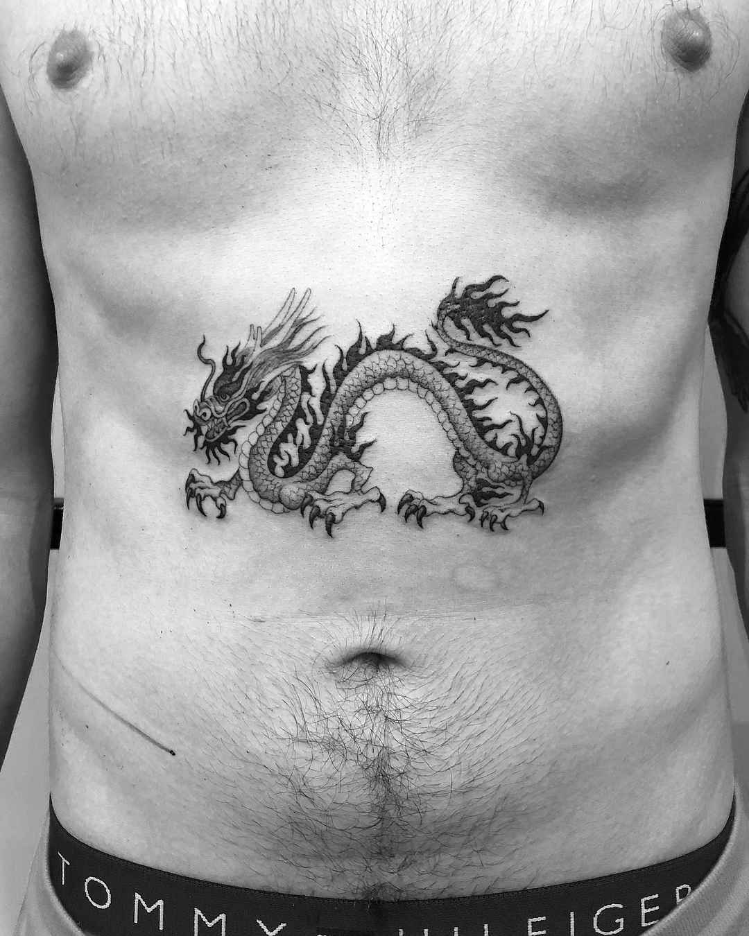 Black and White Chinese Dragon Tattoo Tattoo on skin