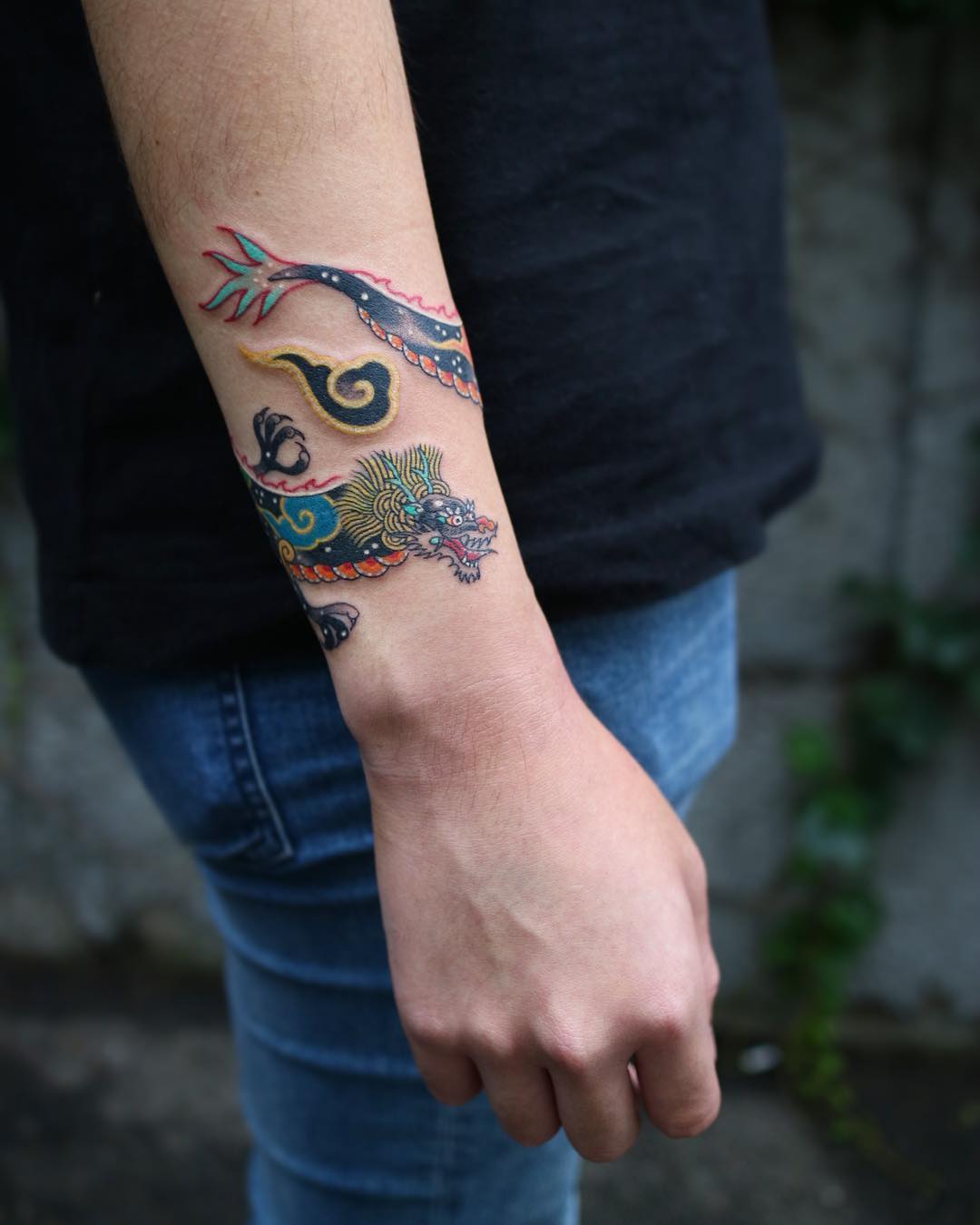 Colorful Asian Dragon Wrap Around Tattoo dragon tattoos
