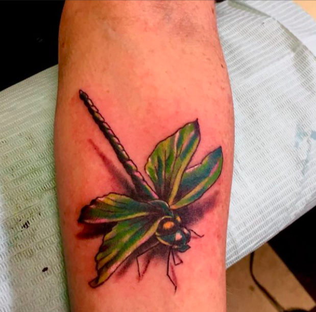 Green Shadowed Dragonfly Tattoo Design Tattoo on skin