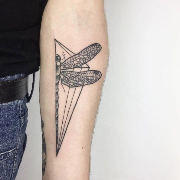Half-Triangle Half Dragonfly Tattoo Design Tattoo on skin