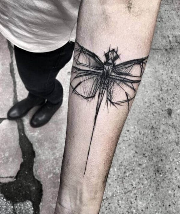 Long Tail Criss-Cross Dragonfly Tattoo dragonfly tattoos