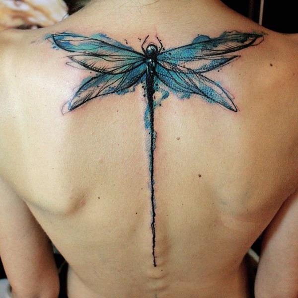 Long-Tailed Blue Shade Dragonfly Tattoo Design Tattoo on skin