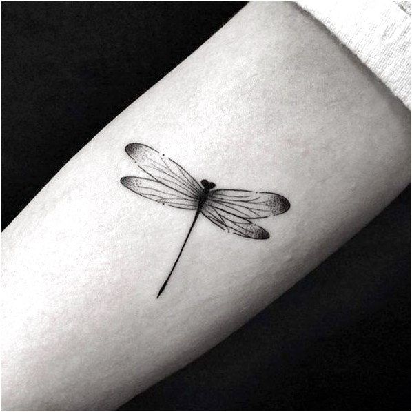 Small Black Shaded Dragonfly Tattoo Design Tattoo on skin