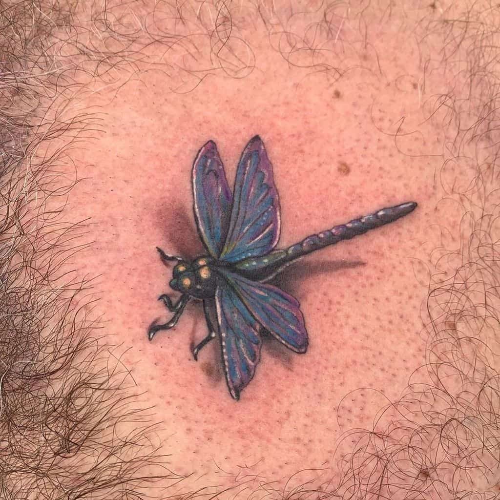 Violet-Blue Small Dragonfly Tattoo for the Cute Design Lovers Tattoo on skin