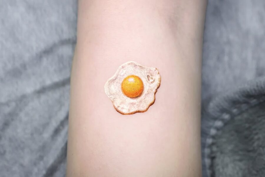 Realistic Fried Egg Tattoo on Skin Tattoo on skin