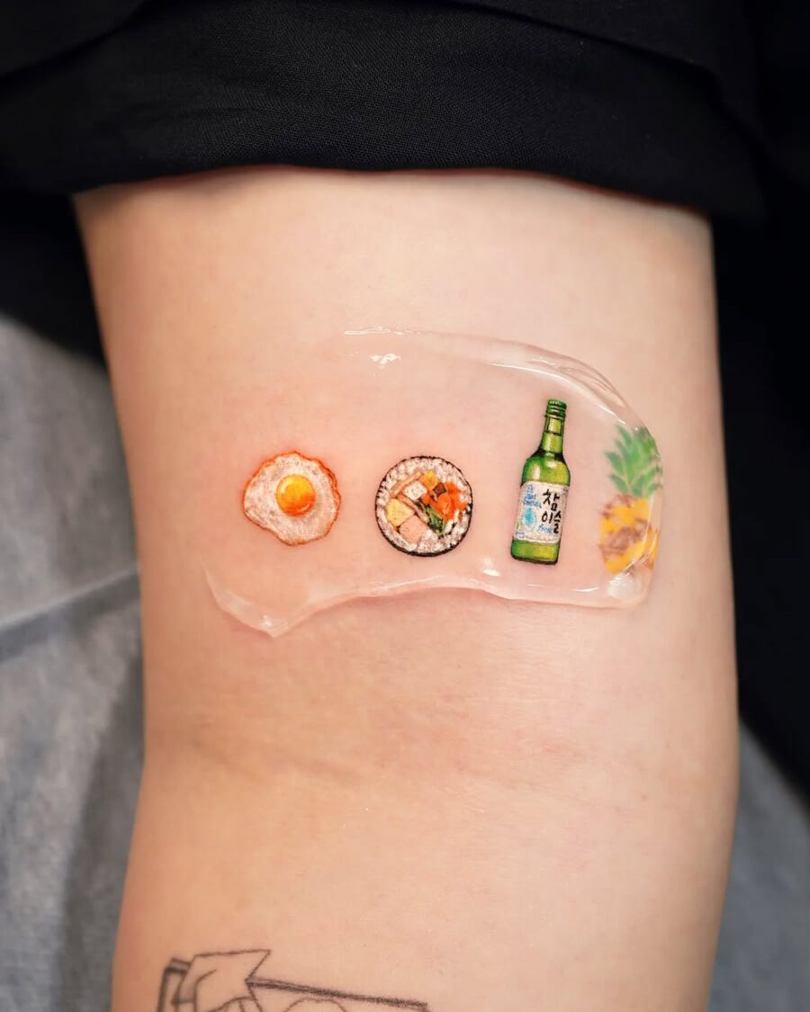 Unique Egg and Food-Themed Tattoo Designs Tattoo on skin