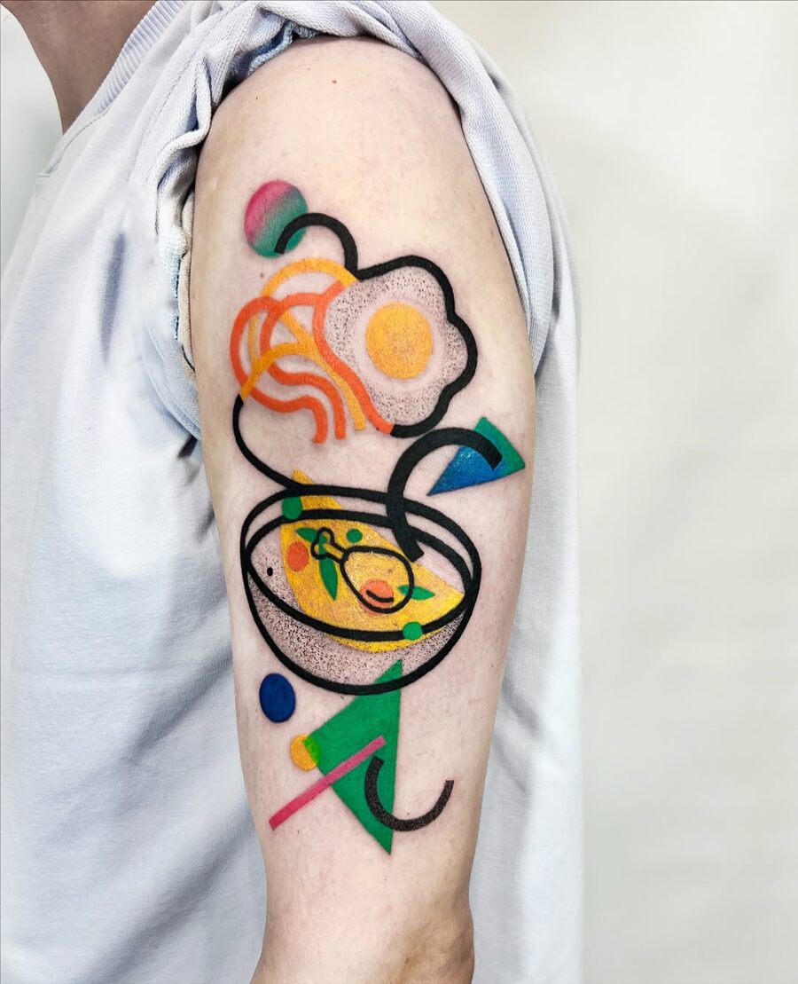Vibrant and Playful Egg-Inspired Tattoo Tattoo on skin