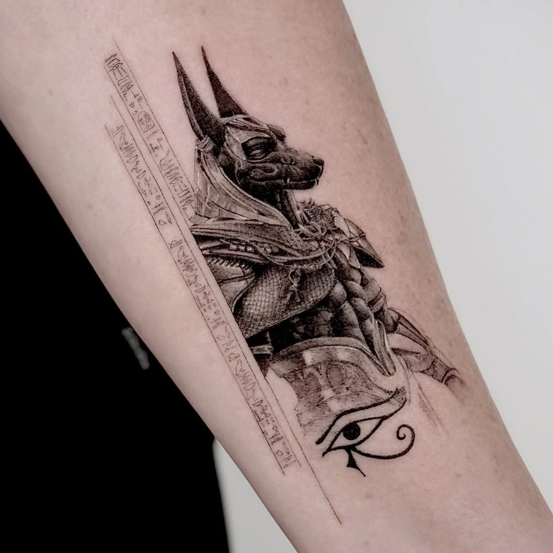 Intricate Egyptian Anubis Tattoo Design Tattoo on skin
