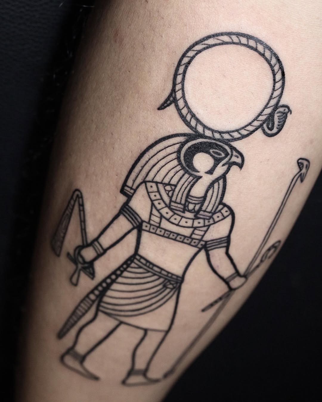 Intricate Egyptian falcon god tattoo design Tattoo on skin