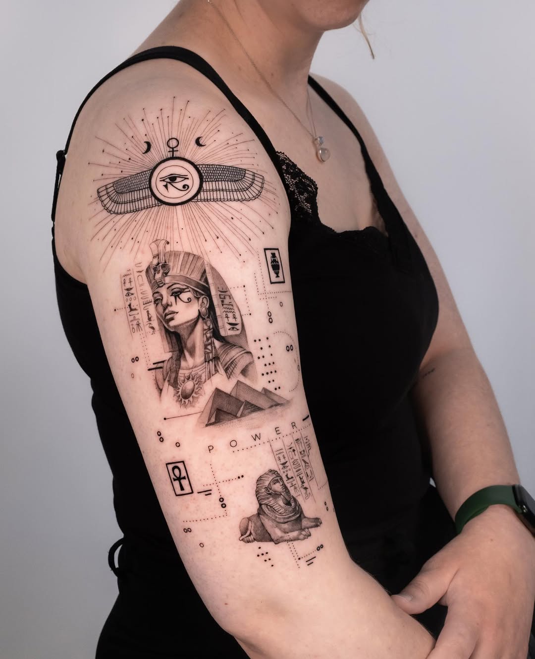 Intricate Egyptian goddess tattoo embodying strength Tattoo on skin