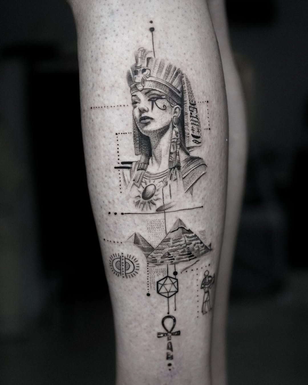 Intricate Egyptian Queen Tattoo Design Tattoo on skin