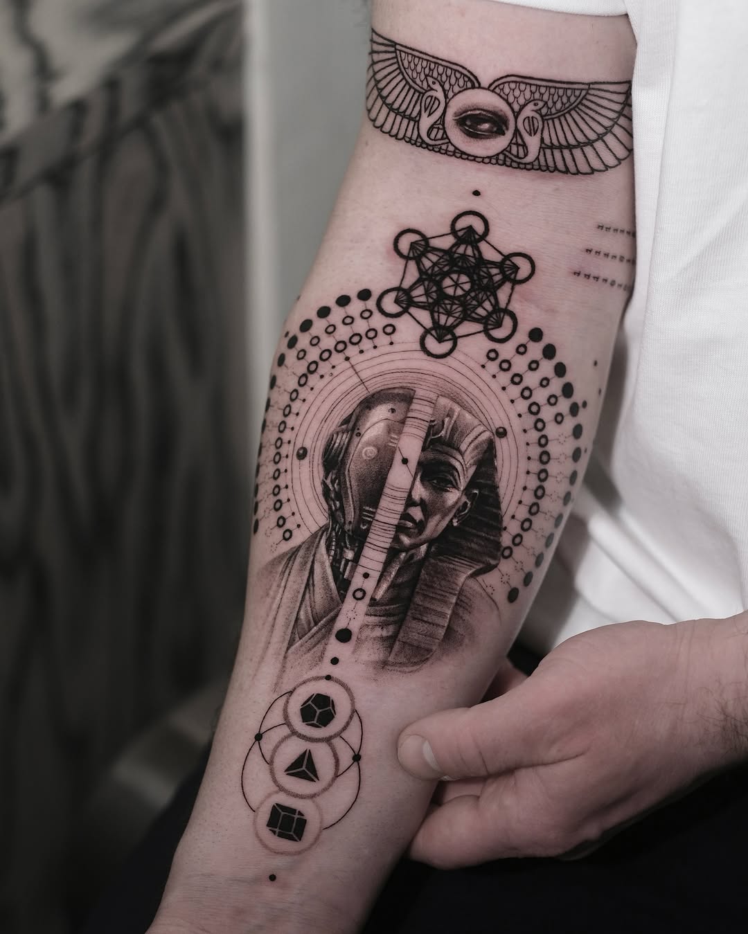 Intricate Egyptian tattoo blending tradition and modernity Tattoo on skin