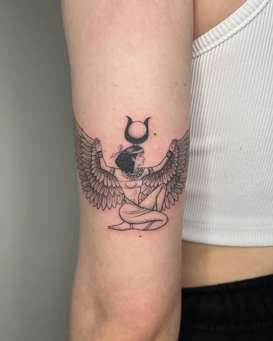 Stunning winged goddess Egyptian tattoo design Tattoo on skin