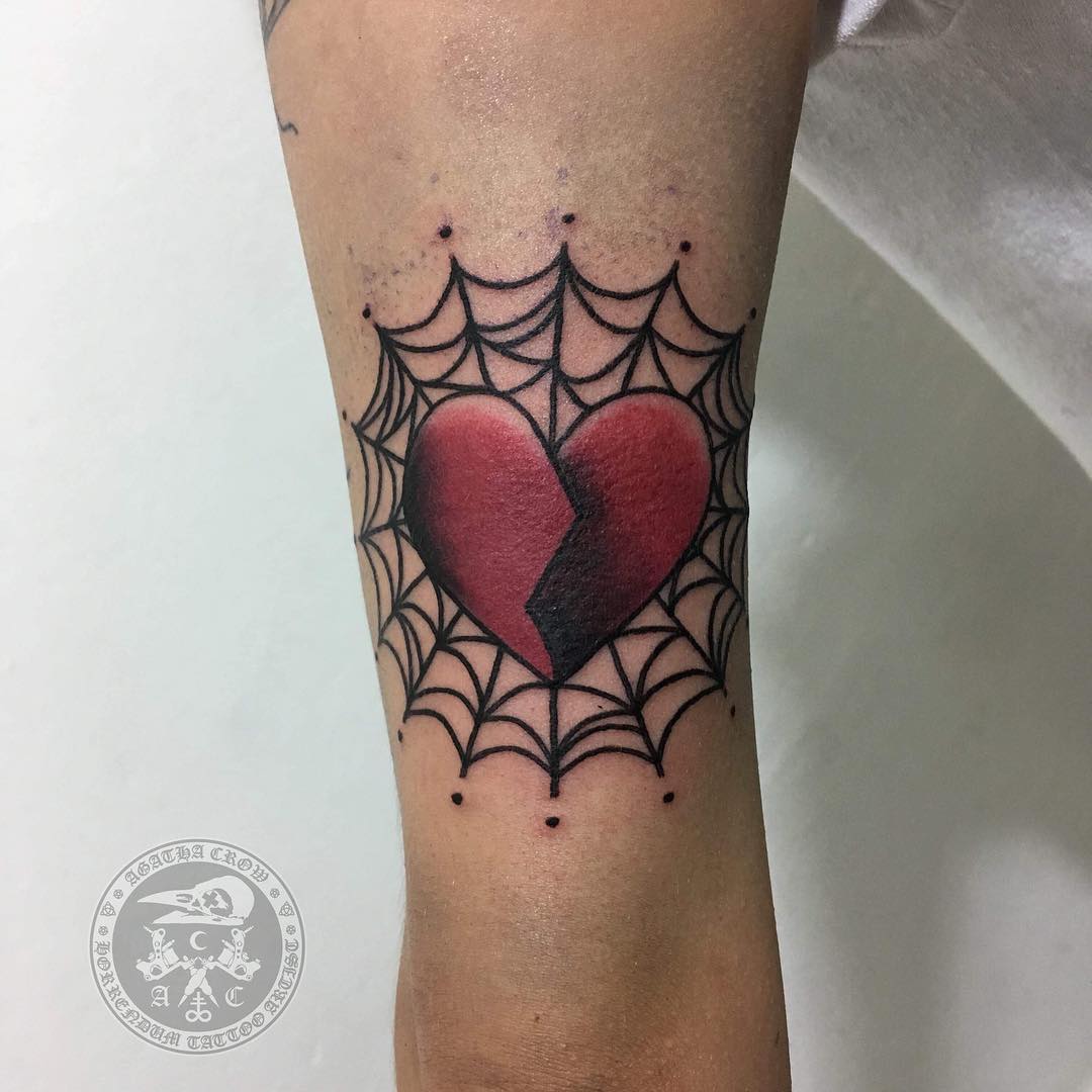 Bow Heart Elbow Tattoo Tattoo on skin