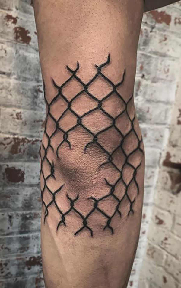 Chain Link Fence Section Over Elbow Tattoo Ideas Tattoo on skin
