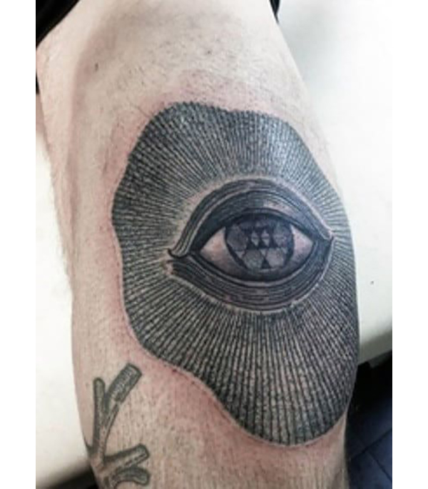 Eye Tattoo with Unique Pupil and Rays Elbow Tattoo Tattoo on skin